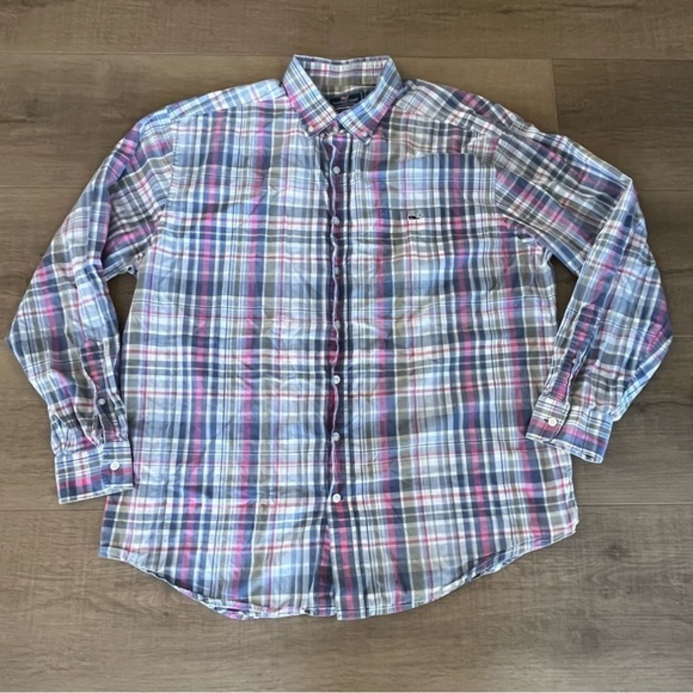Vineyard Vines LS Shirt Classic Fit Tucker Men XL Cotton Light Check Preppy - Picture 2 of 9